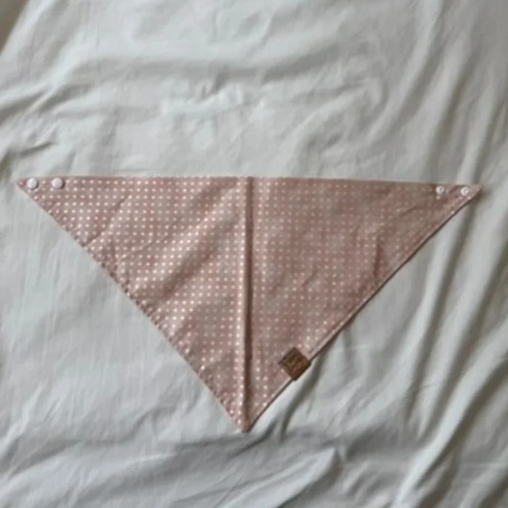 NWT, Canoodle Polka Dot Pattern Dog Bandana, White and Pink, Size L